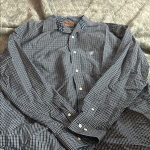 Ariat Blue and White Plaid Casual Shirt